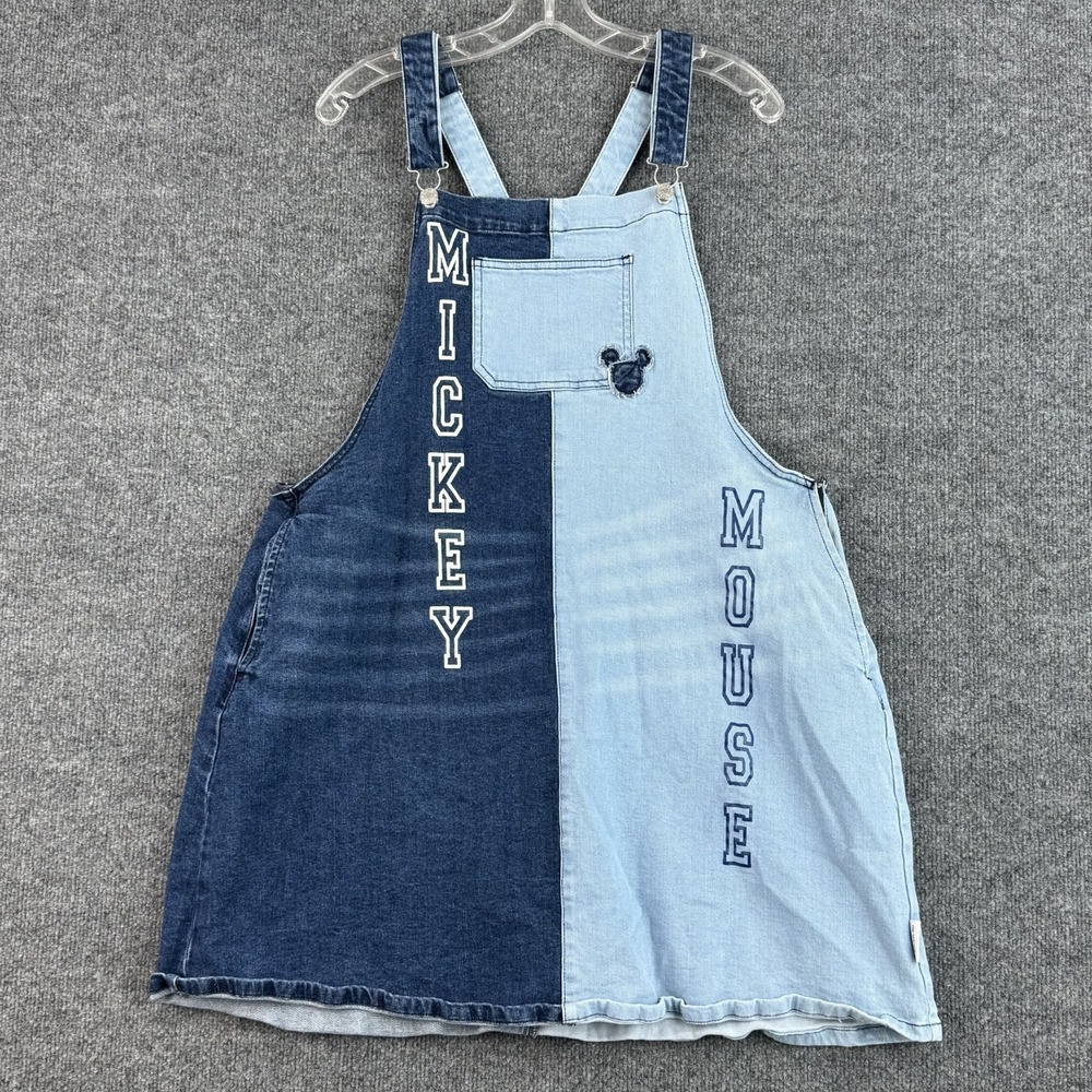 Hera Universe Overall Dress Women 1X Blue Disney Mickey Mouse Denim Colorblock